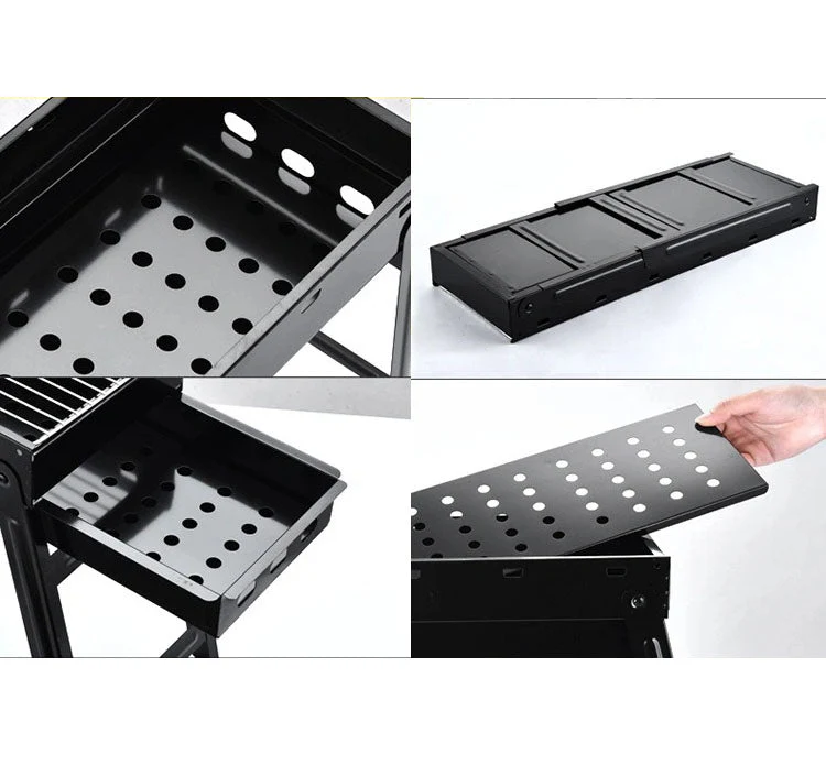 Folding Barbecue BBQ Charcoal Grill Black For Camping, Picnic, Outdoor, Travel - Image 7