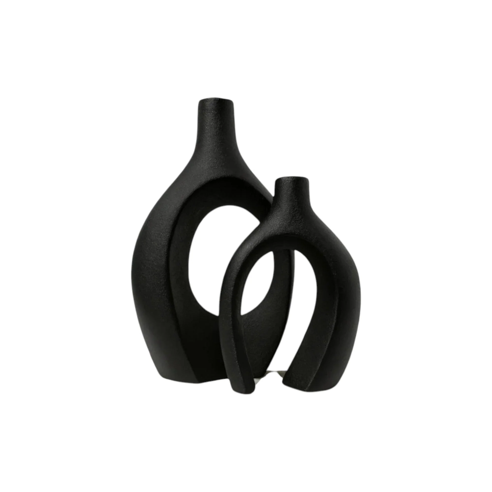 Frankly Cotton Ceramic Black Sculptural Vase Set (2-Piece) - Image 2