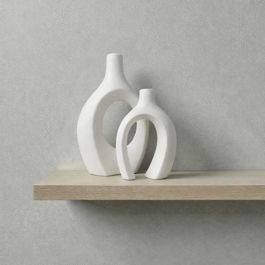 Frankly Cotton Ceramic Black Sculptural Vase Set (2-Piece) - Image 3