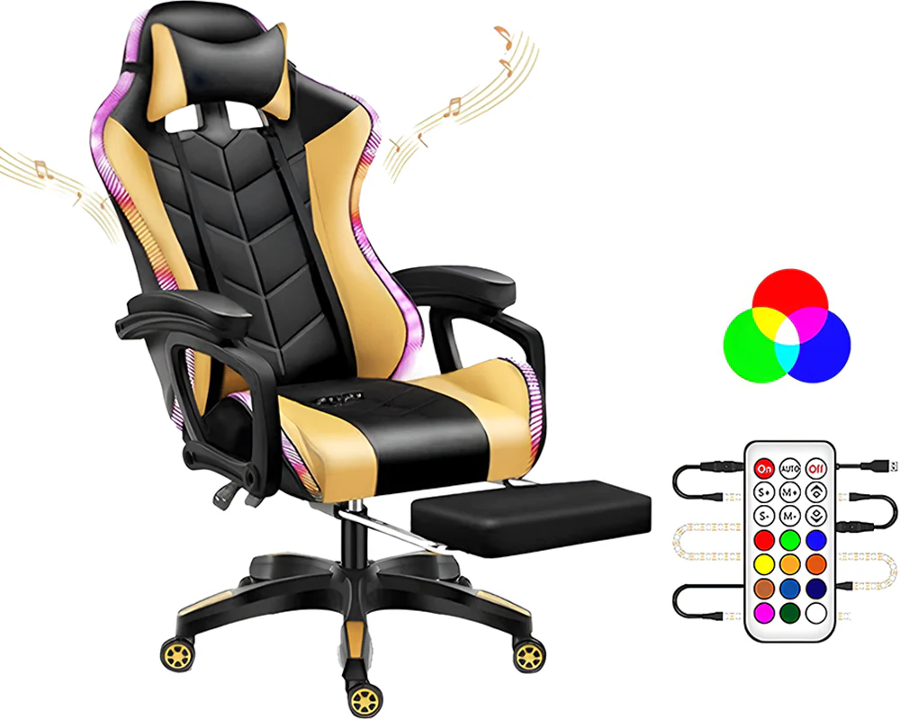 Gaming Chair with Footrest – RGB Gaming Chair with Bluetooth Speakers - Image 2