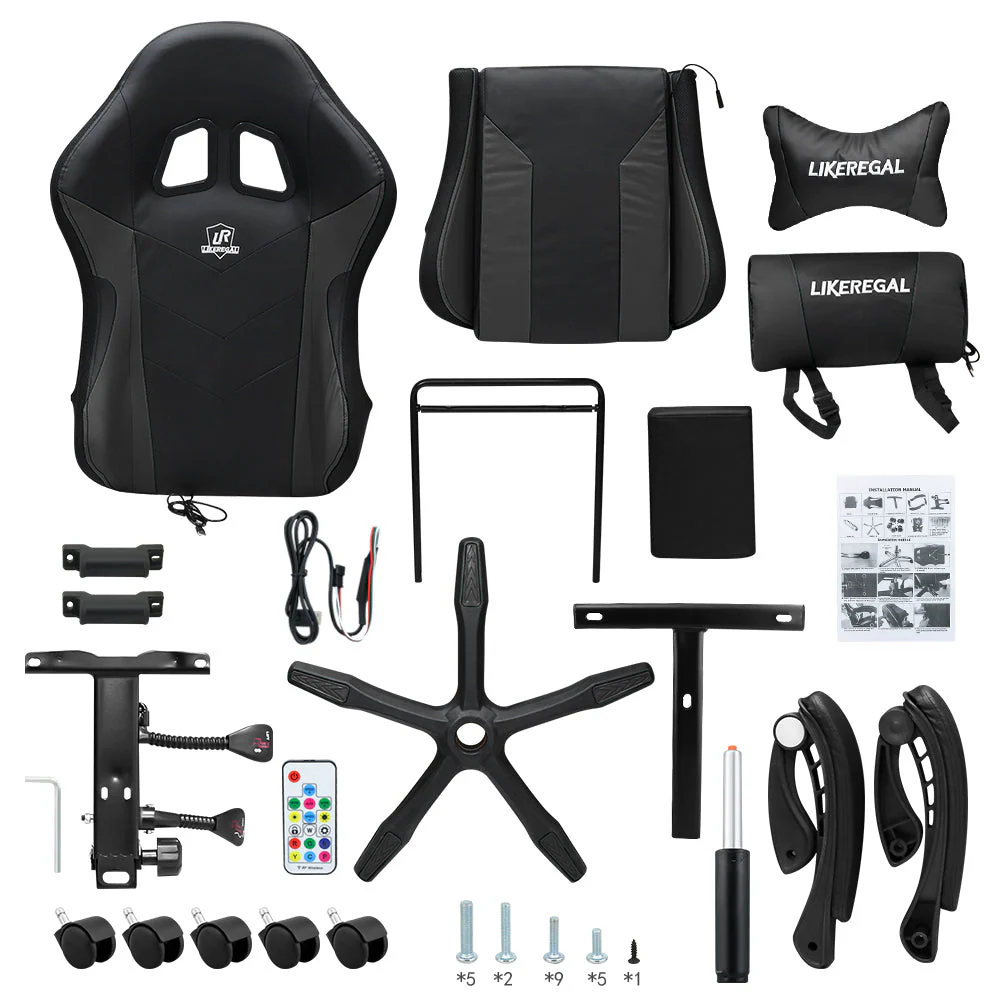 Gaming Chair Office Chair With Foot Rest Racing Chair with Speaker and Light - Image 10