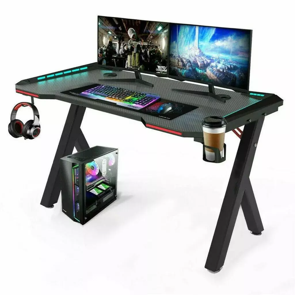 Gaming Desk Table Computer Desk Wireless Charger RGB Light 120cm - Image 7
