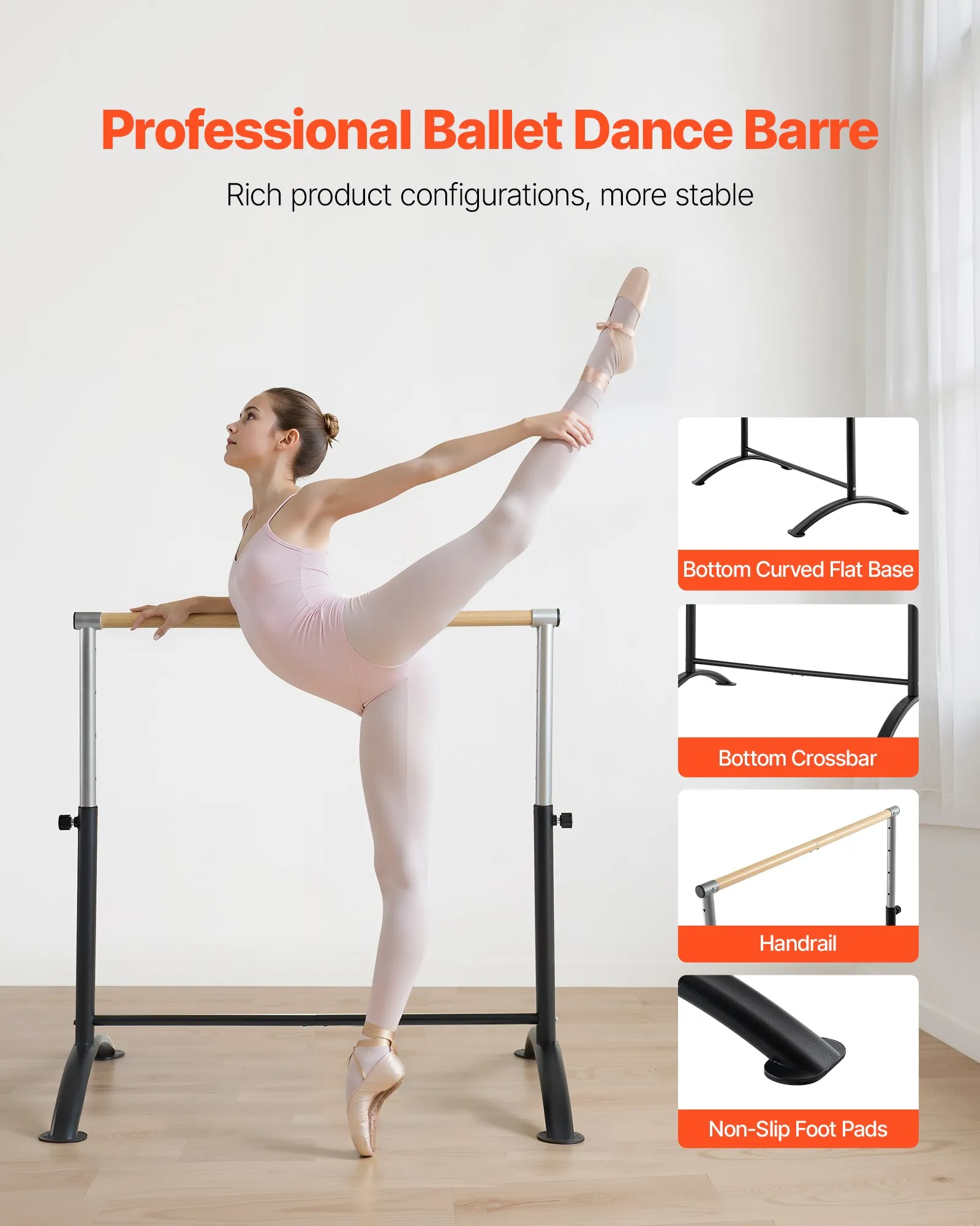 Gymnastic Bar Horizontal Ballet Barre High Bar For Home Gym Training - Image 4