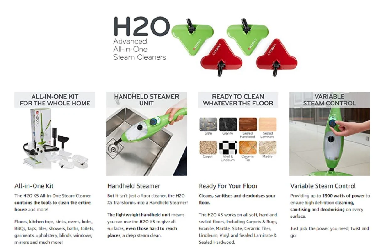 H2O X5 Premium Pressure Steam Cleaner Mop - Image 5