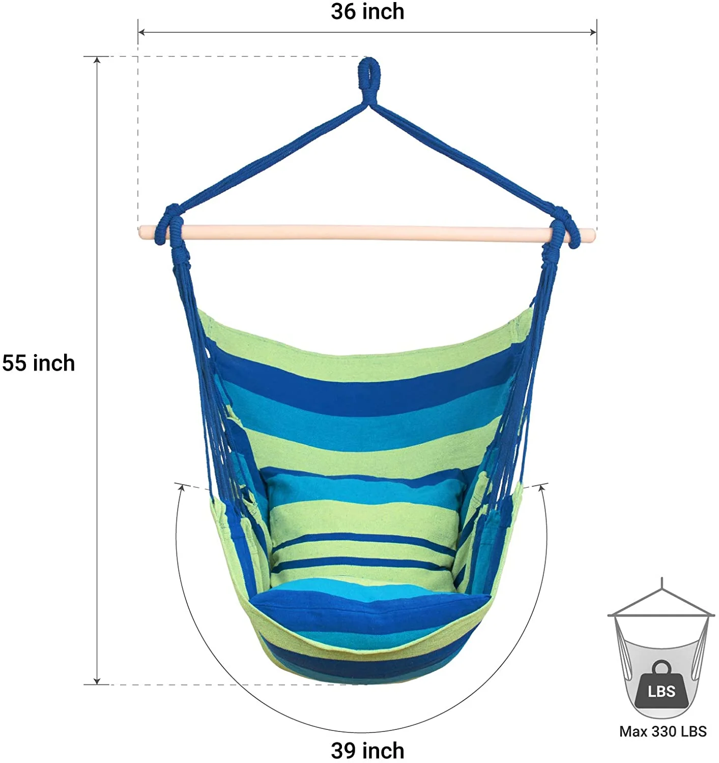 Hammock Chair Hanging Rope Hammock Swing Chair - Image 6