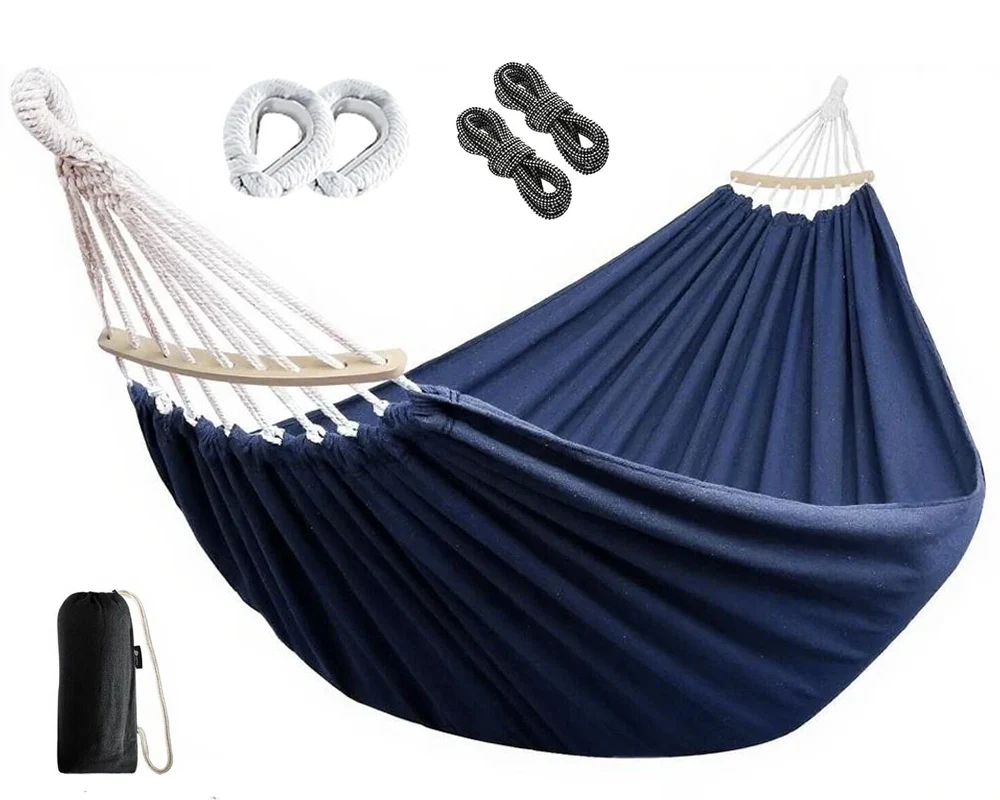 Hammock Double – Garden Cotton Hammock with Spreader Bar & Travel Bag 450lbs - Image 10