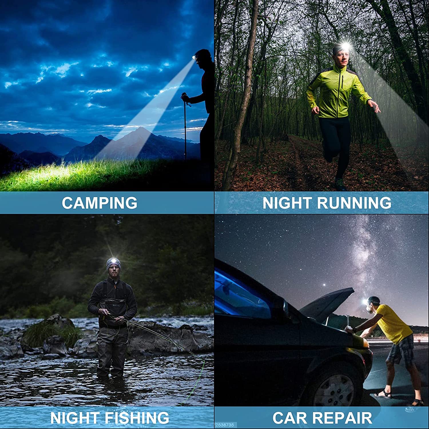 Headlamps XHP70 Super Bright Waterproof 3 x 18650 Batteris Adjustable Focus - Image 4