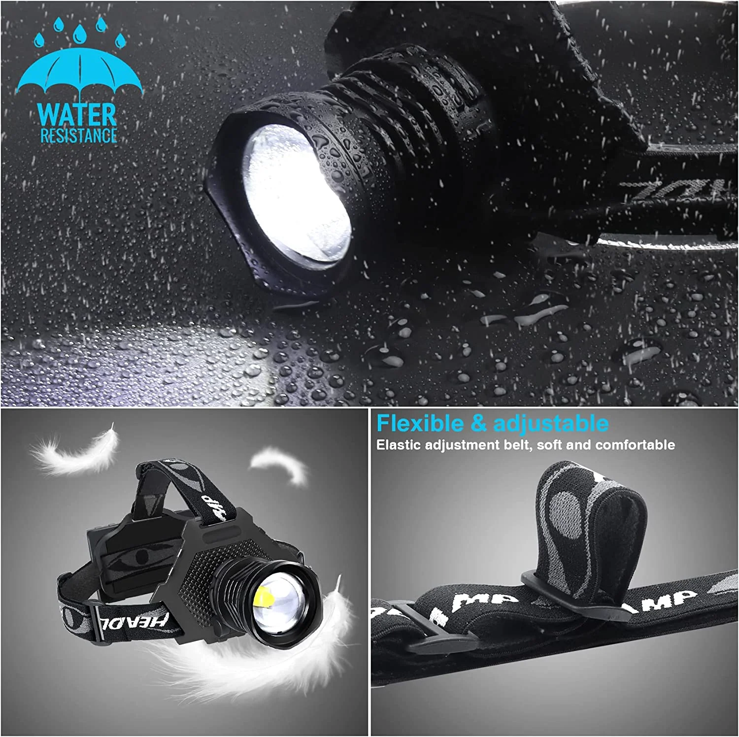 Headlamps XHP70 Super Bright Waterproof 3 x 18650 Batteris Adjustable Focus - Image 5