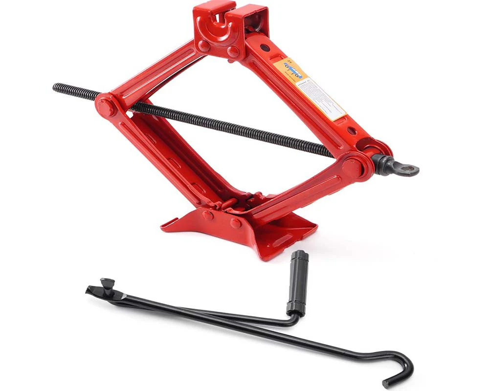 Scissor Jack Heavy Duty – 2 Ton Steel Car Jack with Ratchet Wrench Red - Image 12