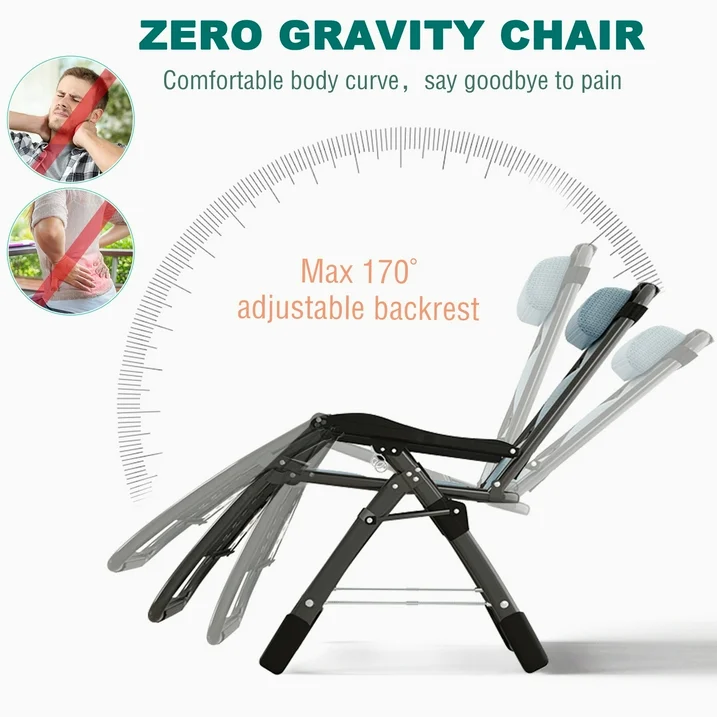 Heavy Duty Folding Zero Gravity Chair Camping Chair Reclining Beach Chair - Image 4