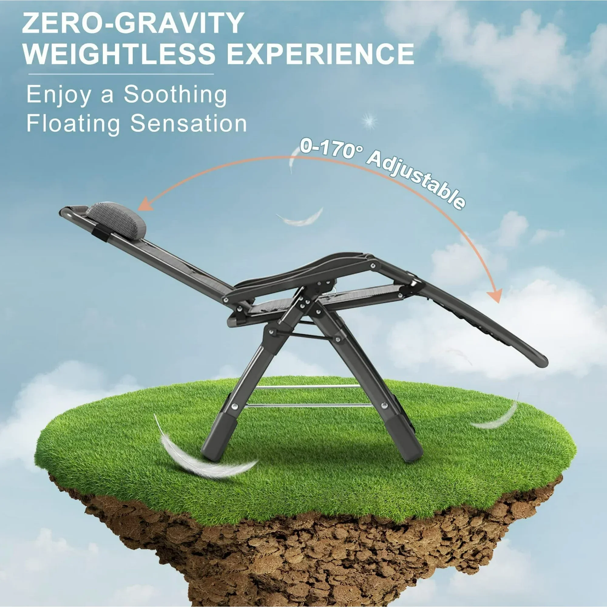 Heavy Duty Folding Zero Gravity Chair Camping Chair Reclining Beach Chair - Image 10