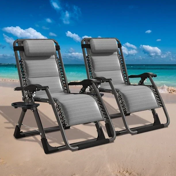 Heavy Duty Folding Zero Gravity Chair Camping Chair Reclining Beach Chair - Image 12