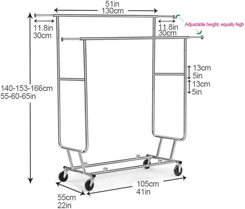 Heavy-Duty Industrial Double Rail Clothes Rack - Image 9