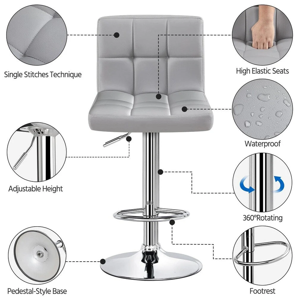 Height Adjustable Bar Stool PU Leather Bar Stools - Image 3