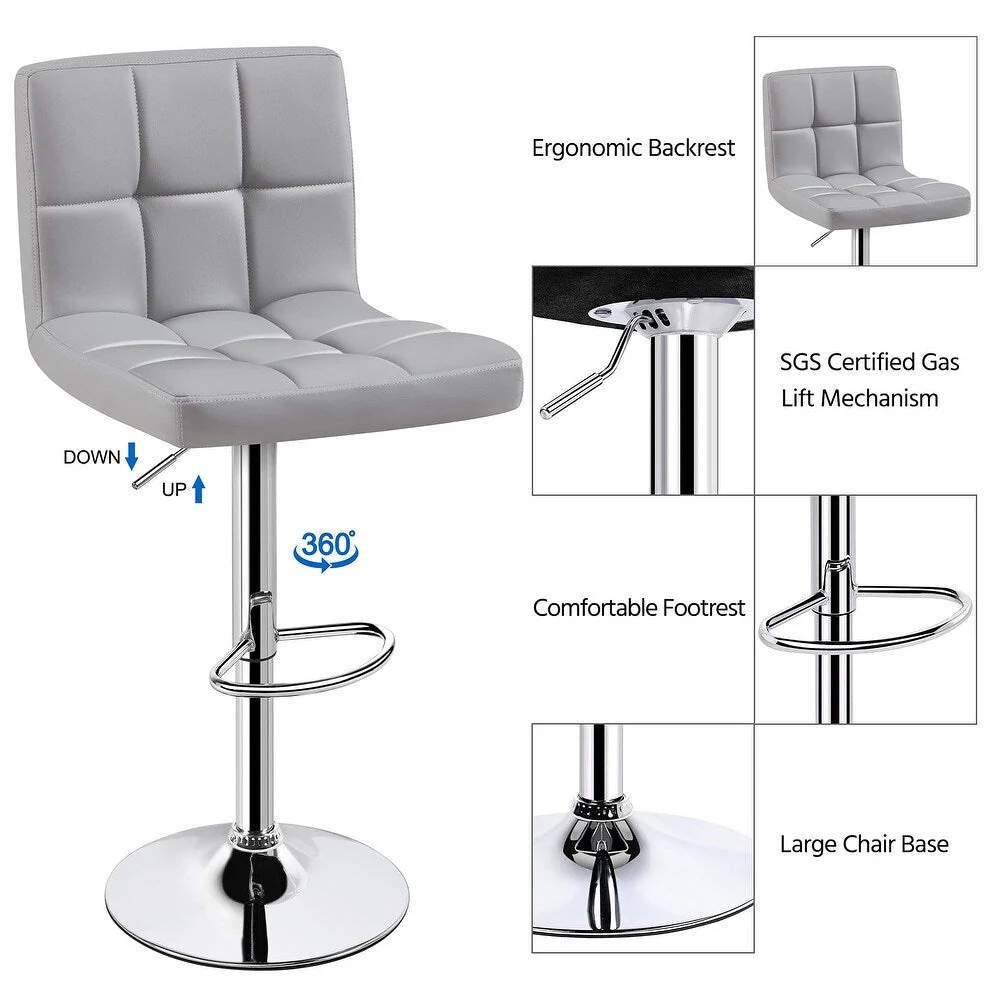 Height Adjustable Bar Stool PU Leather Bar Stools - Image 4
