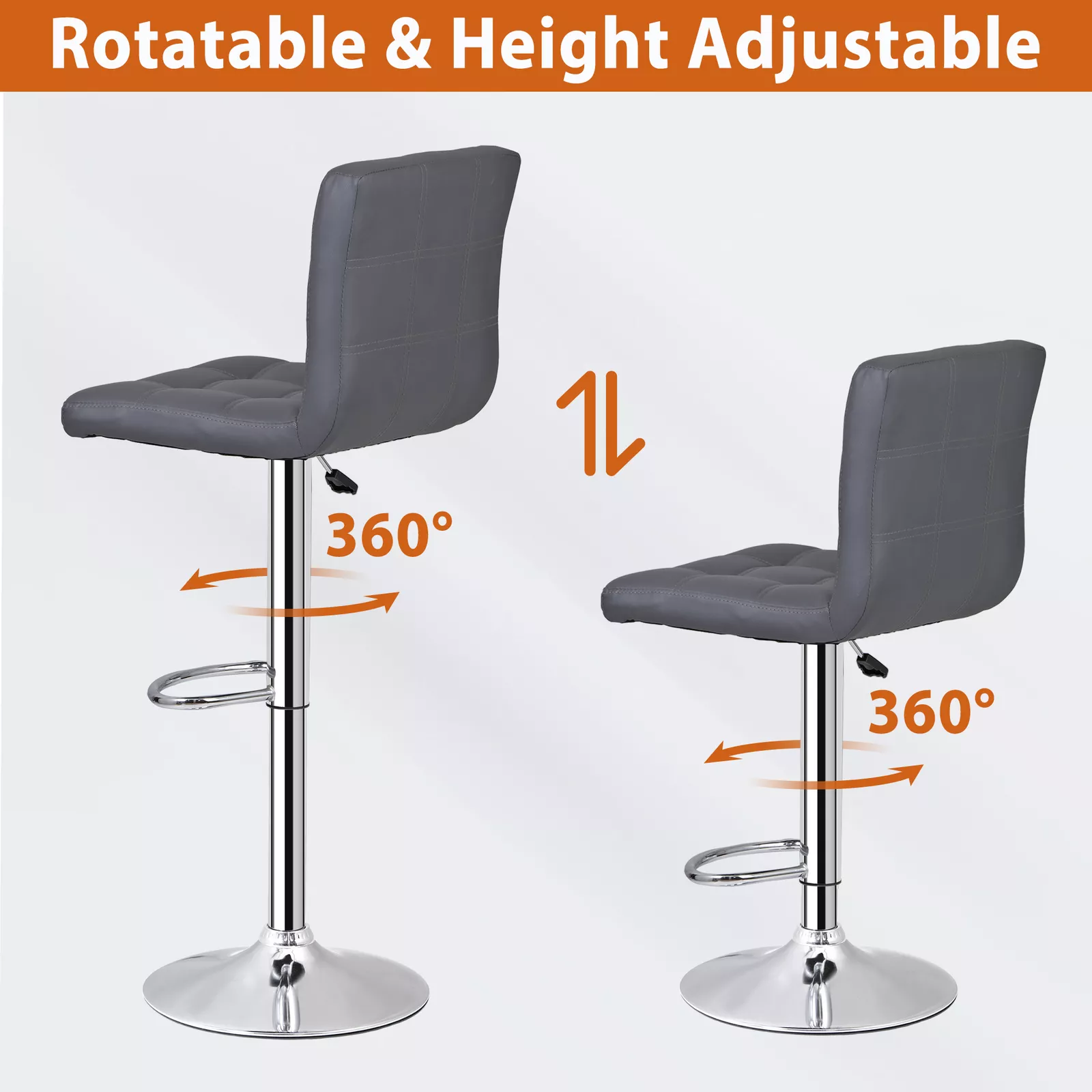Height Adjustable Bar Stool PU Leather Bar Stools - Image 9