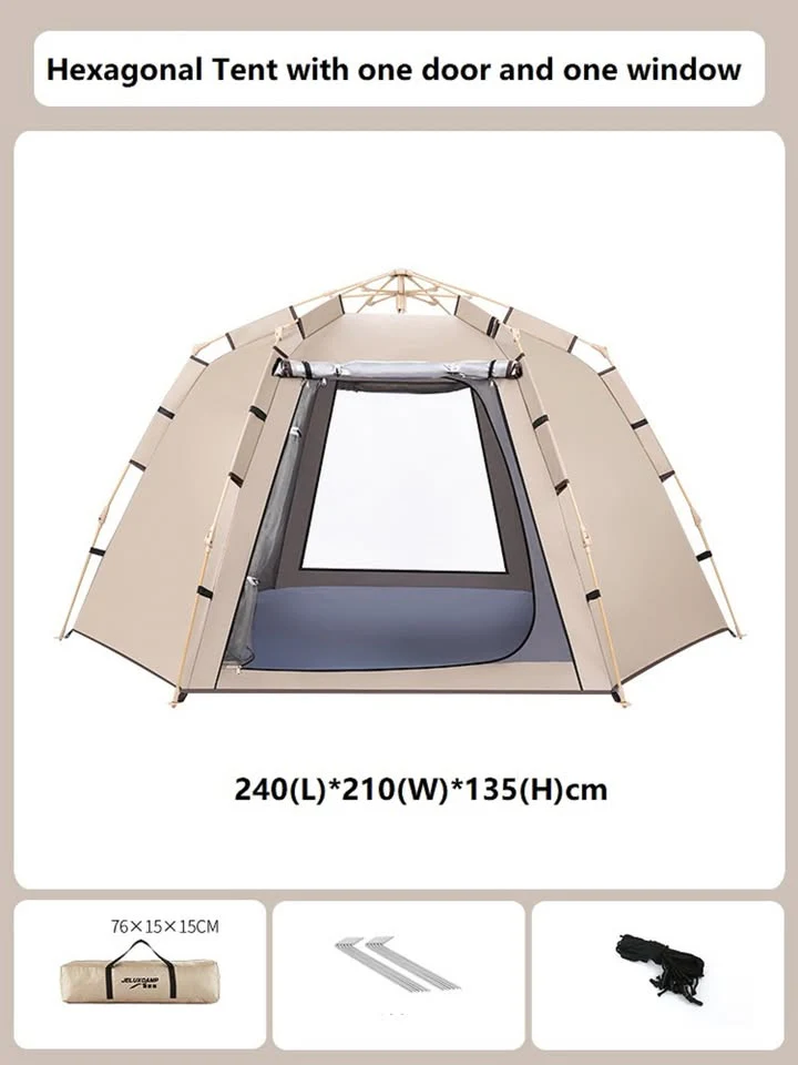Hexagonal Camping Tent – 2–3 Person, Quick Setup - Image 2