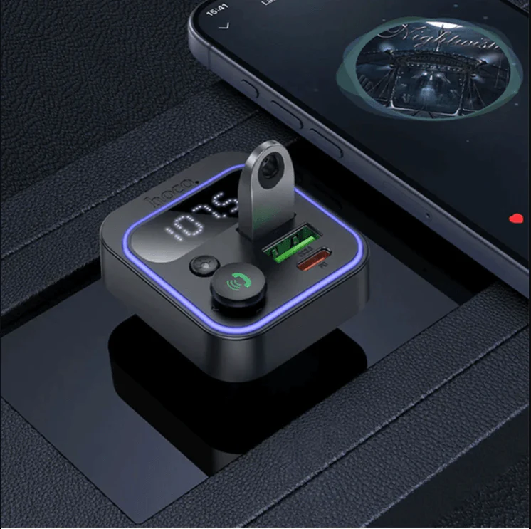 Hoco 38W FM Car Kit with PD+QC, RGB Light (E85) | Bluetooth 5.4 Car Charger - Image 2