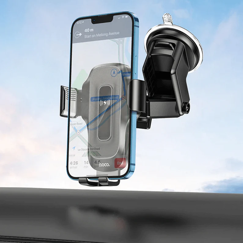 Hoco HW3 Wireless Fast Charging Car Phone Holder | 5W–15W Dashboard & Windshield Mount - Image 3