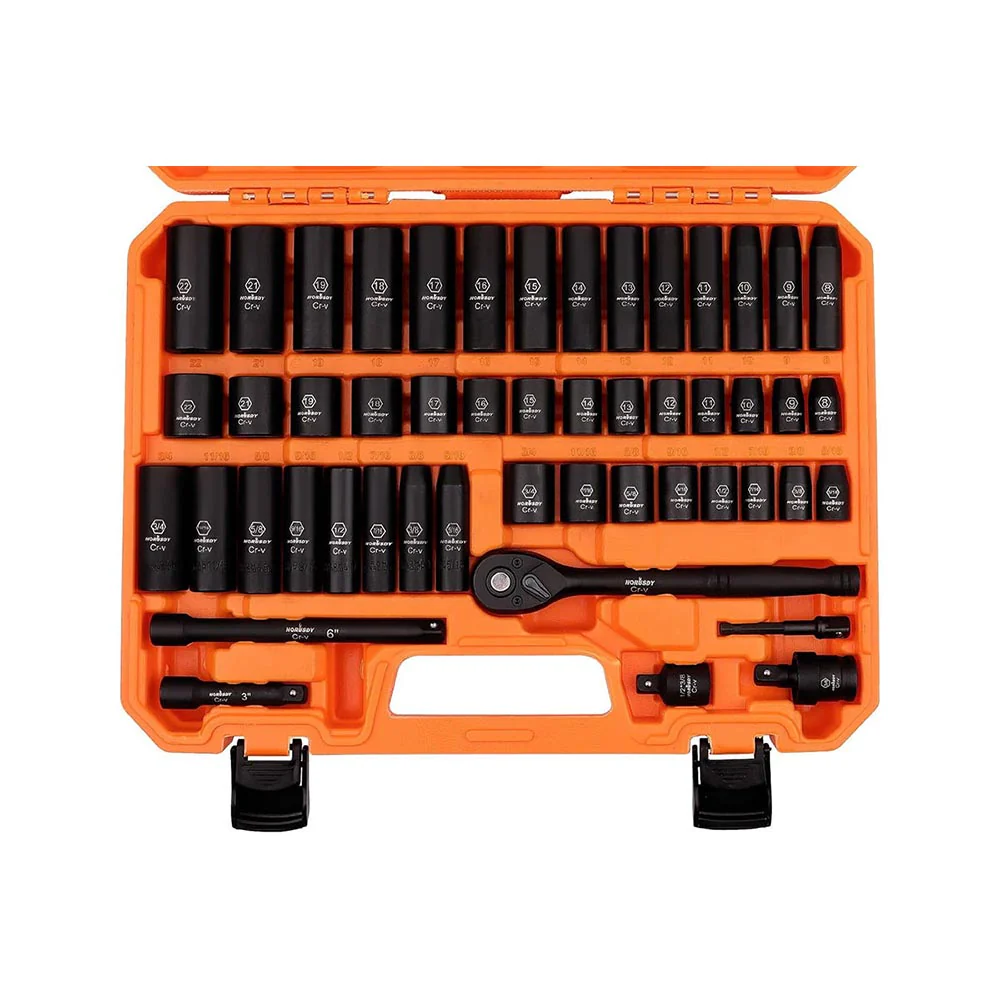 HORUSDY 3/8inch Drive Impact Socket Set 50Piece