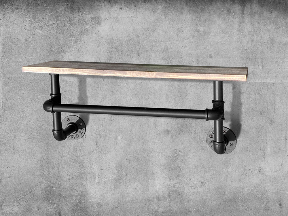 Industrial Pipe Shelf with Towel Bar - Image 2