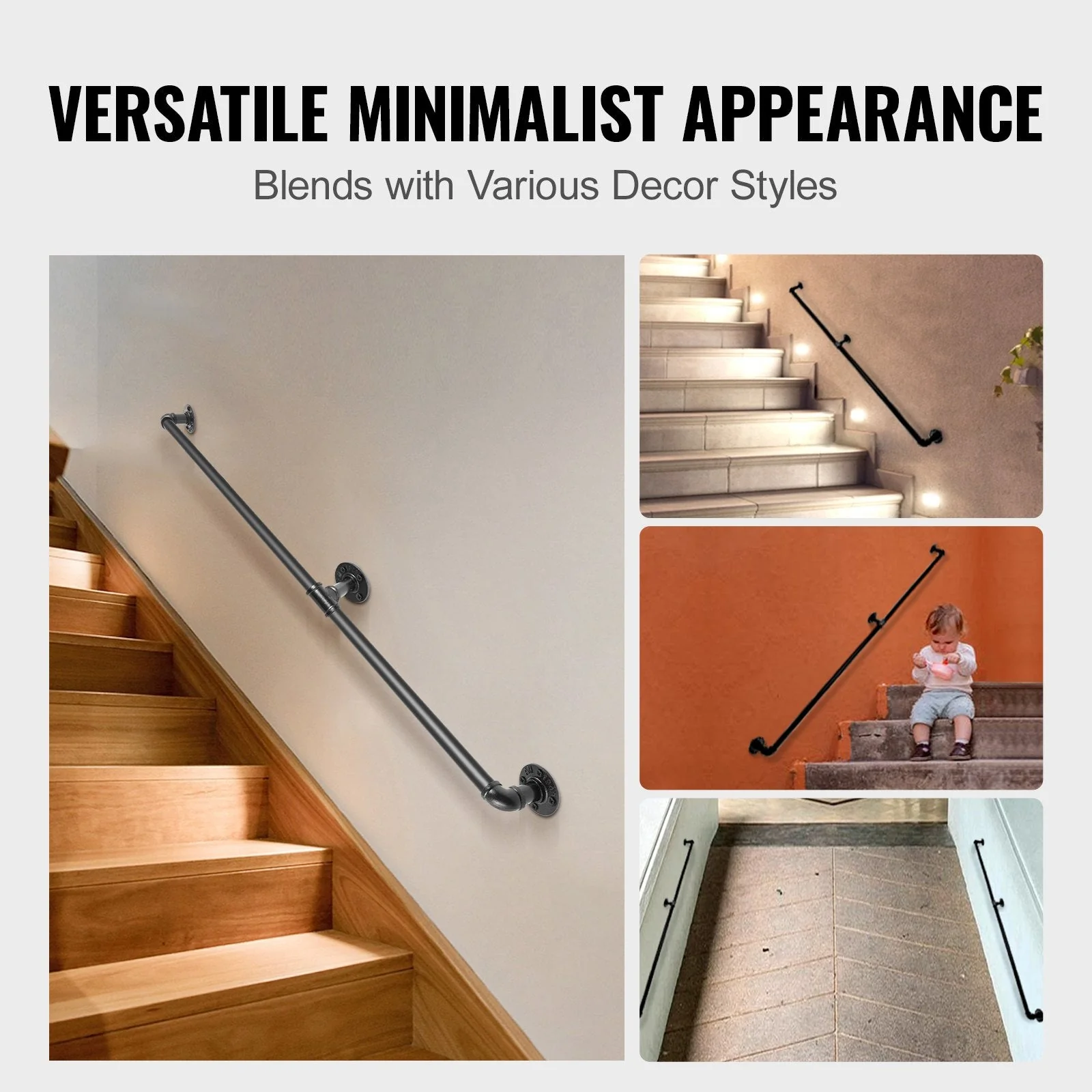 Industrial Pipe Stair Handrail 210CM - Image 7