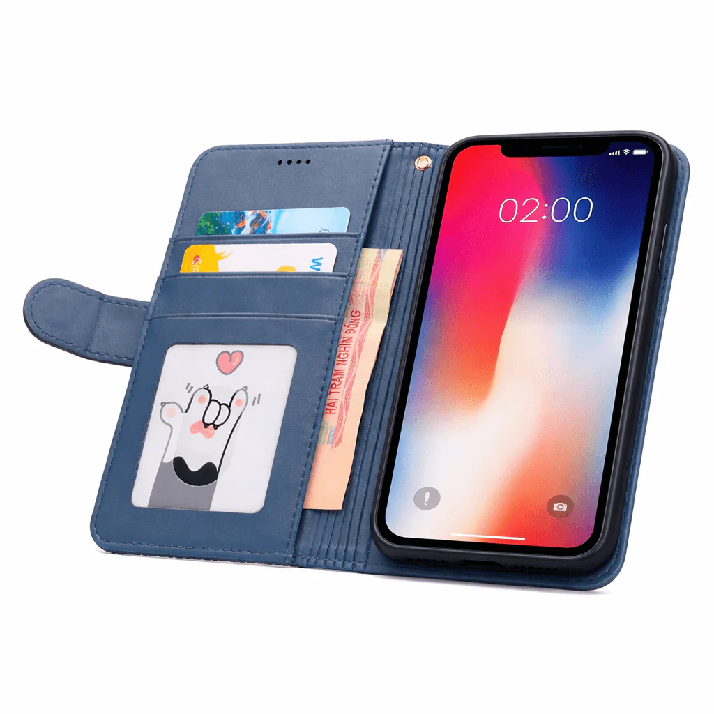 iPhone 11 Pro Flip Wallet Case Cowhide Finish Dot Pattern – 3 Card Slot & Back Magnet Closure - Image 8