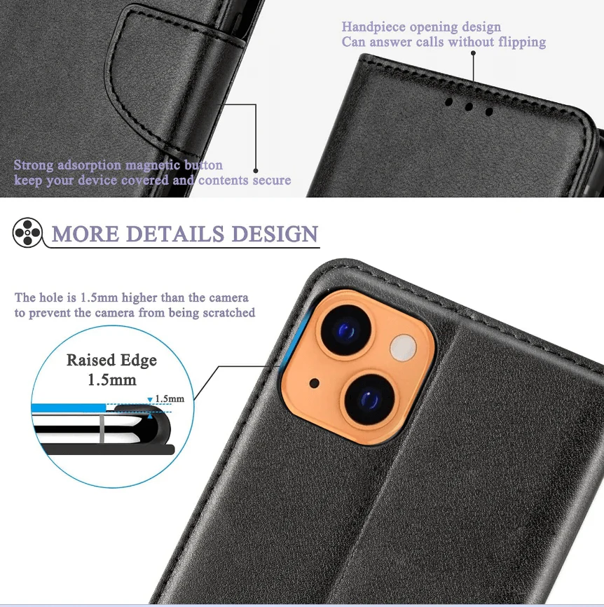 iPhone 14 Pro Wallet Case – Slim Leather Flip Cover - Image 3