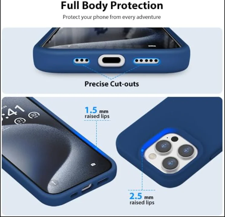iPhone 16 Pro Max Silicone Case – Soft Protective Cover (Black, Blue, Red) - Image 12