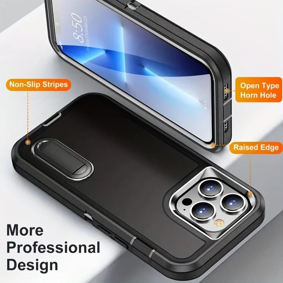 IPhone 16 pro Triple Layer Armor Hard Case with Kickstand - Image 7