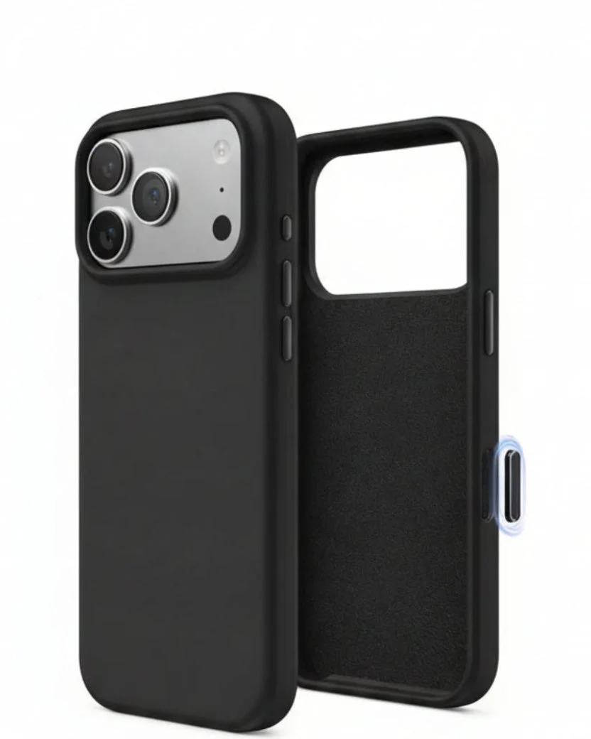 iPhone 17 Pro Black Silicone Case – Soft Protective Cover