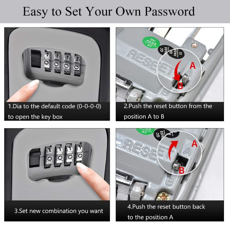 Key Lock Box Wall Mounted Portable Lock Box for House Key 5 Key Capacity - Image 4