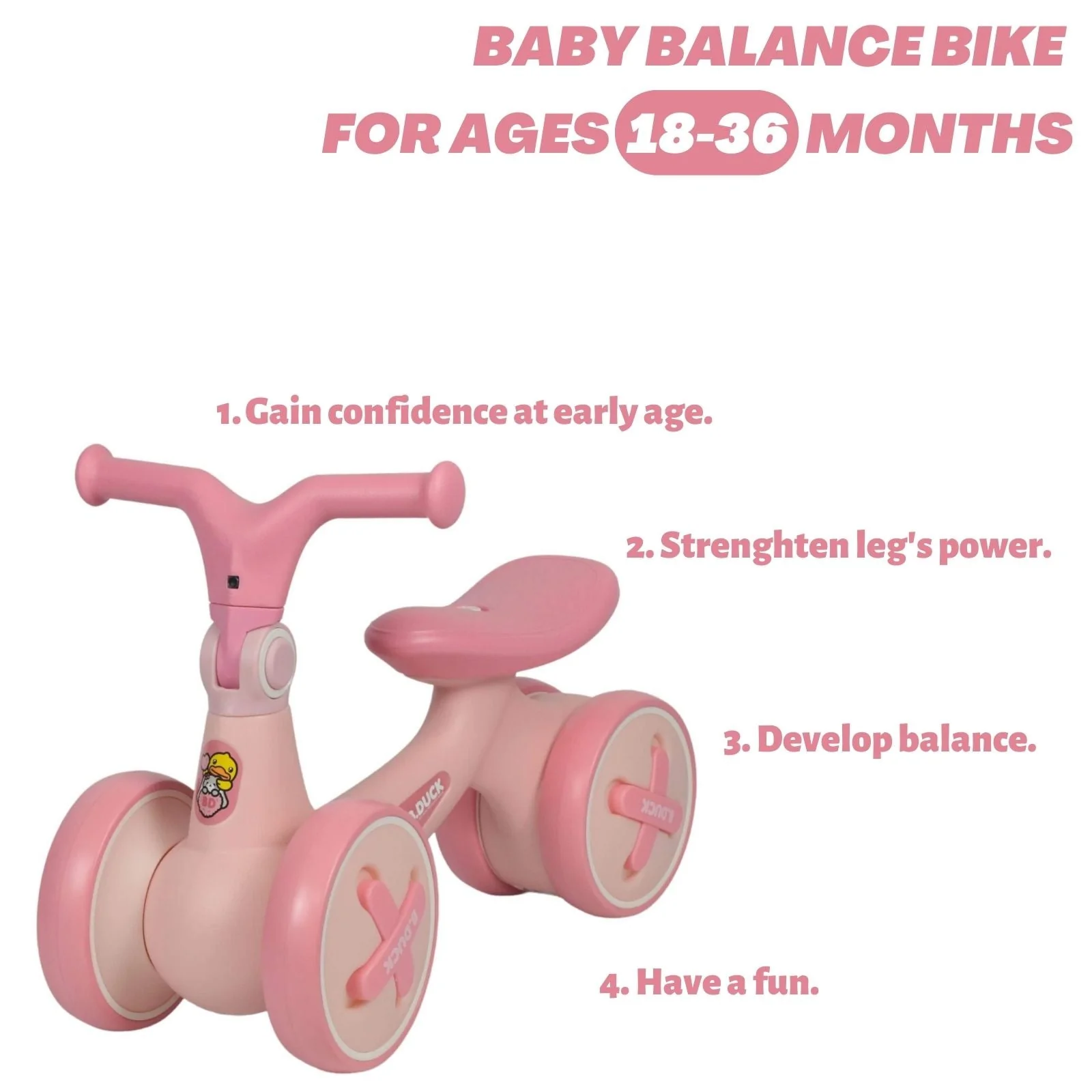 Kids Balance Bike 1006S Pink - Image 2