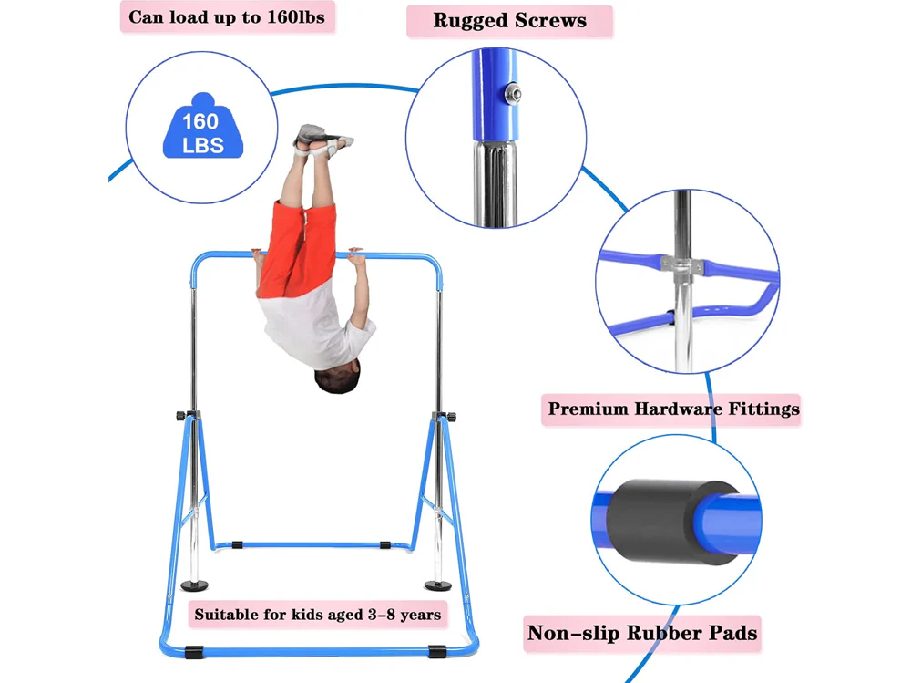 Kids Gymnastic Bar Horizontal High Bar For Home Gym Training - Image 13