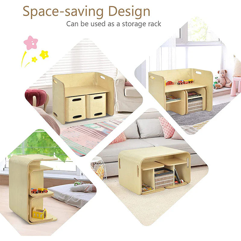 Kids Table and Chair Set – Wooden 3 Piece Kids Table and Chairs Set - Image 9