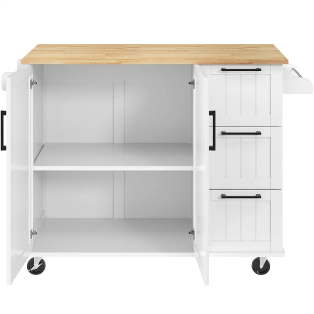Kitchen Cart with Wood Top and Drop Leaf Breakfast Bar - Image 9