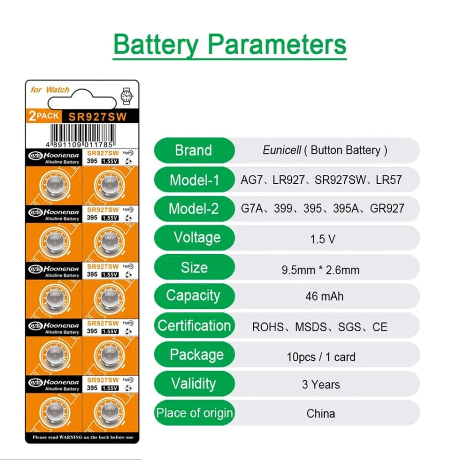 399 / 395 / SR927SW Watch Batteries for Koonenda (10 Pack) - Image 3