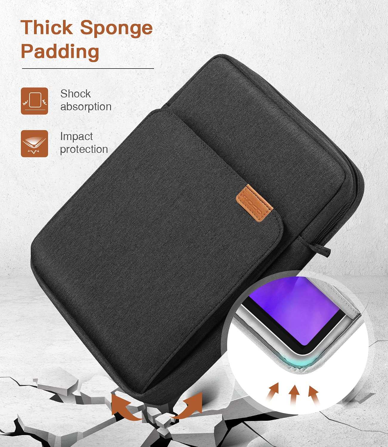 Laptop Sleeve 13 inch Black with Shoulder Straps - Image 4