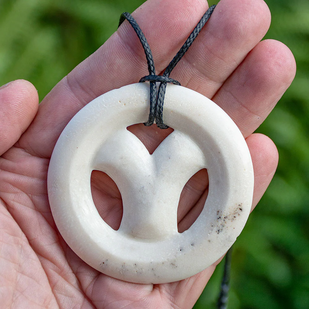 Large Deer Antler Aries Zodiac Emblem with Display Crown Pendant - Image 2