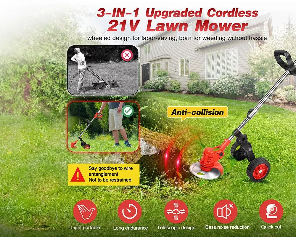 Lawn Mower Cordless Weed Cutter Garden Trimmer - Image 5