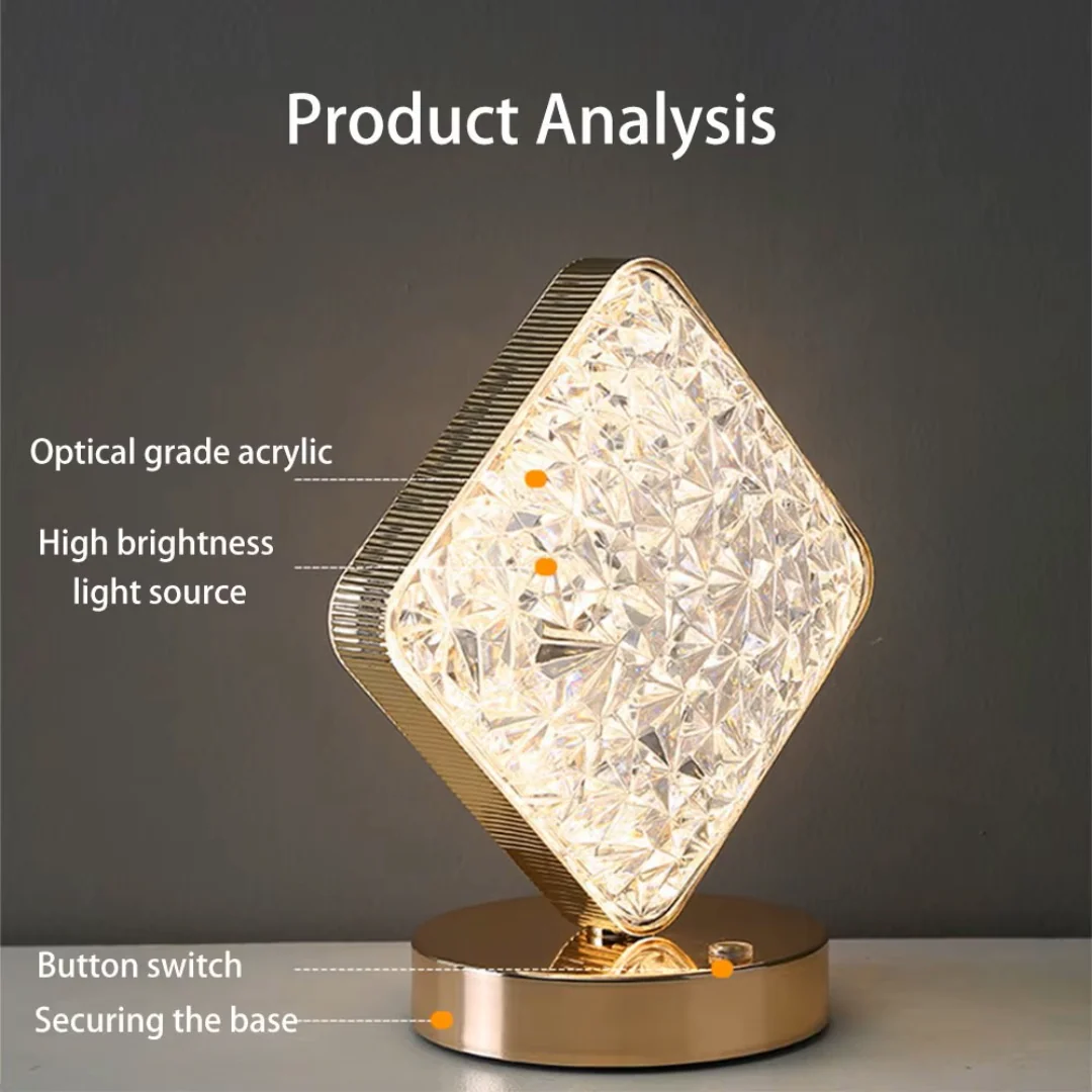 LED Night Light Lamp Square Acrylic Crystal Table Lamp - Image 5
