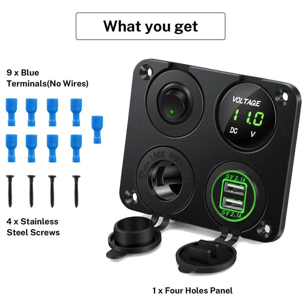 LED Rocker Switch Panel Dual USB - Image 12
