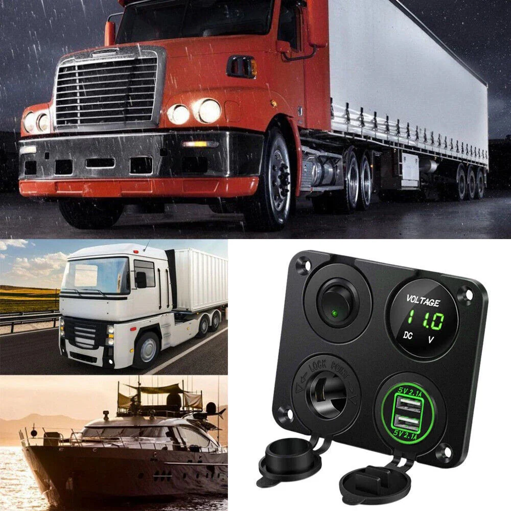 LED Rocker Switch Panel Dual USB - Image 6
