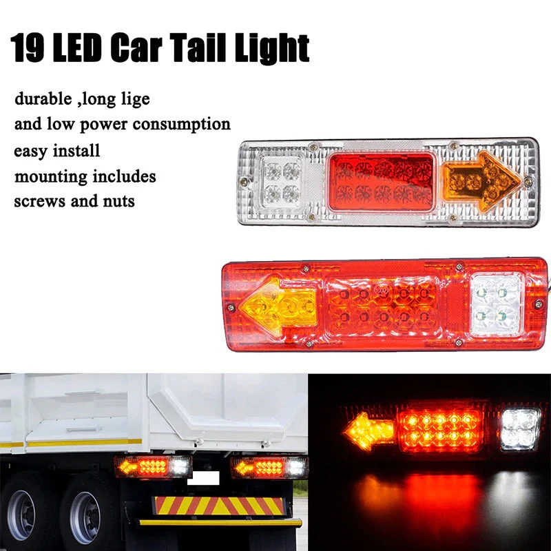 Led Trailer Lights 2Pcs 12V Trailer Truck Caravan 19 Led Taillight Tail Rear Light T - Image 3