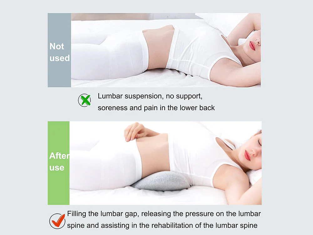 Lumbar Support Pillow for Sleeping,Ideal Back Pillow for Chair - Light grey - Image 4