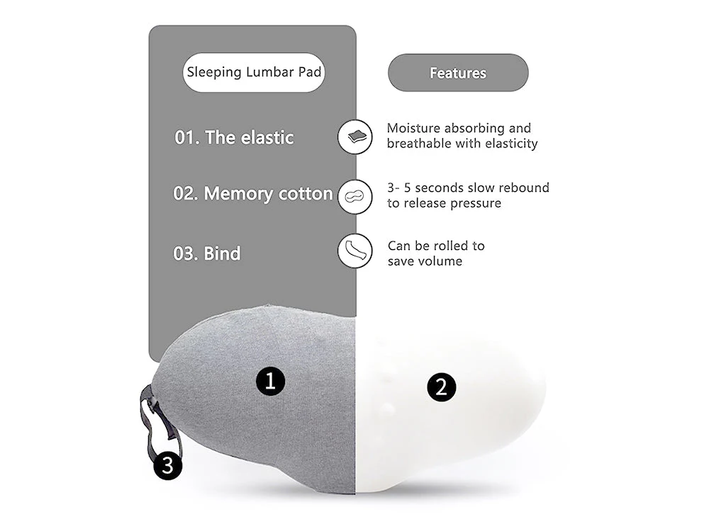 Lumbar Support Pillow for Sleeping,Ideal Back Pillow for Chair - Light grey - Image 5