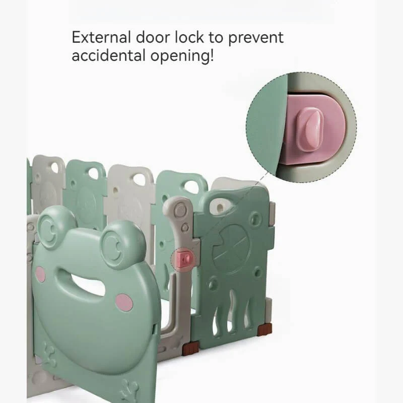 Baby Playpen - Adjustable Kids Safety Playpen | Green Frog | 14 Panels - Image 11