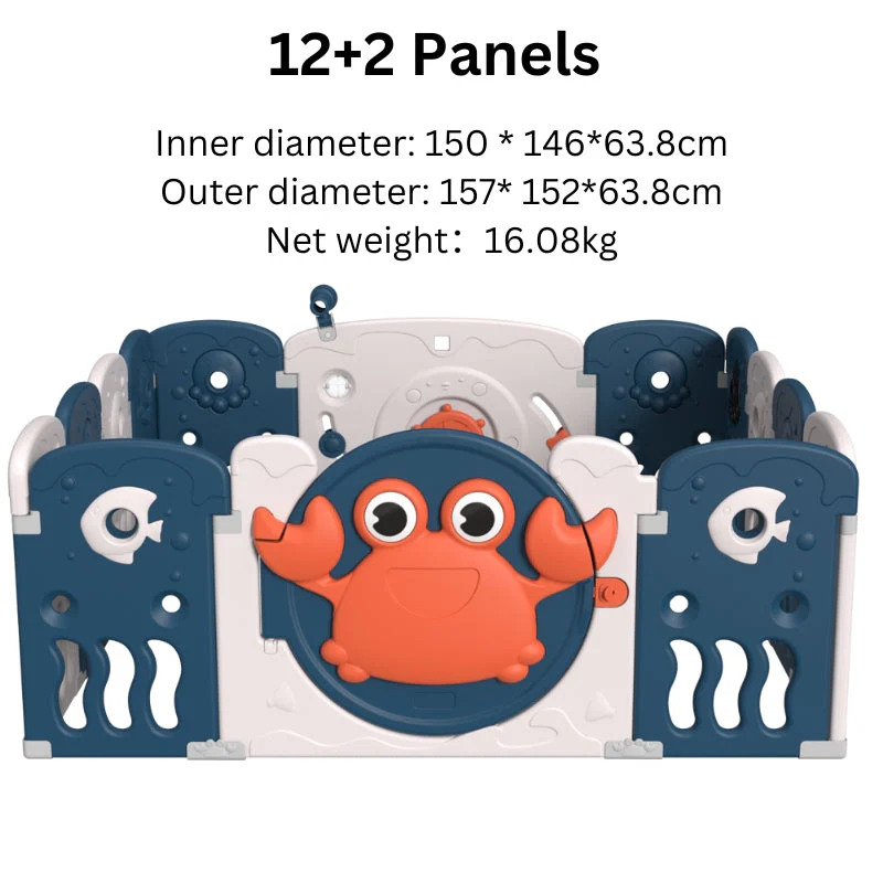 Luxurious Baby Playpen 12+2 Panels (Ocean-Blue) - Image 2
