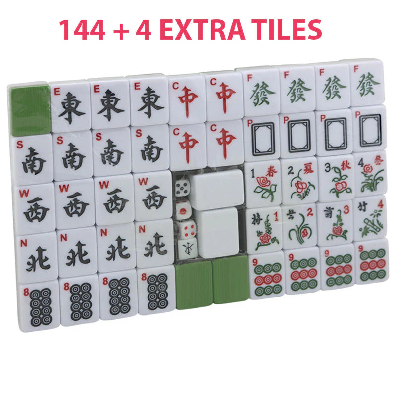 Mahjong Set With Numbers and Characters Green - Image 7