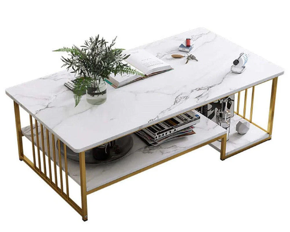 Marble Texture Modern Rectangle Coffee Table - Image 2